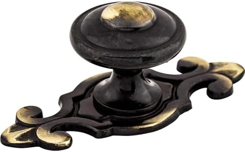 Top Knobs M28 Canterbury Knob with Back Plate BrassAntique Brass 125-inch Diameter