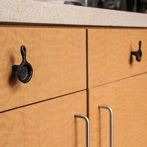 Zeckos Set of 6 Black Mini Cast Iron Drawer Pulls