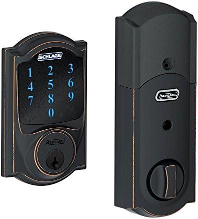 SCHLAGE Connect Camelot Touchscreen Deadbolt Smart Lock with Alarm Aged Bronze
