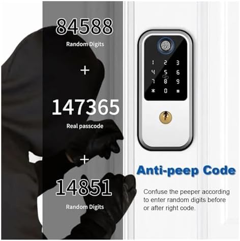 KIEEQGAKFingerprint Door Lock Smart Deadbolt for Home Entryways Black