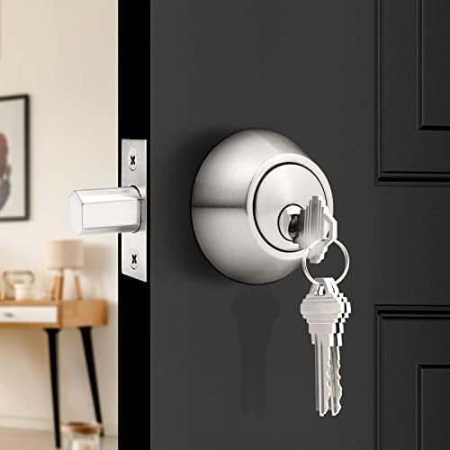 Probrico Single Cylinder Deadbolt Brushed Nickel Keyed Alike Combo Pack