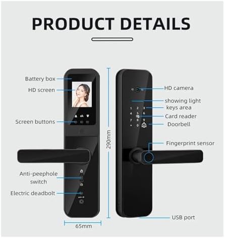 Tuya Smart WiFi Door Lock with HD Camera and Display