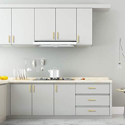 GoldenWarm Square Drawer PullsBrushed BrassStainless SteelModern Design