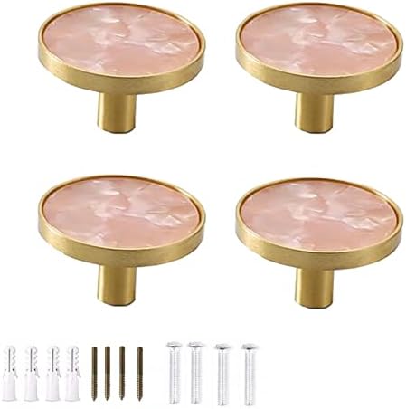 Gold-t Drawer Knobs 4 Pack Round Pink Brushed Brass