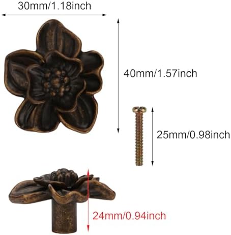 Brosay Flower Shaped Cabinet Knob 4 Pcs Copper