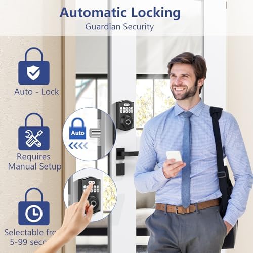 Smart Deadbolt Lock - Keyless Entry Door with Fingerprint Unlock 20 User Codes