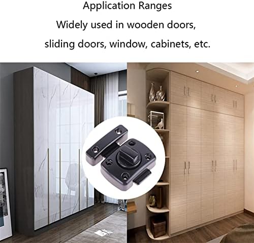AMAZWI Black Slide Latch Deadbolt Lock for Door Window Cabinet