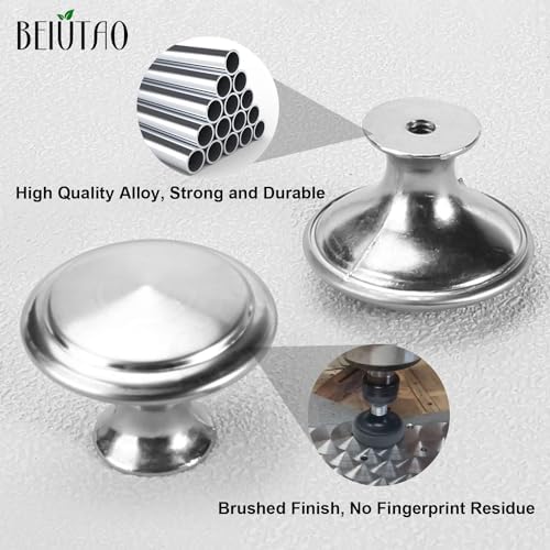 Silver Cabinet Knobs Anti-Rust Brushed Nickel BEIUTAO 30mm