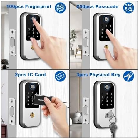 KIEEQGAKFingerprint Door Lock Smart Deadbolt for Home Entryways Black