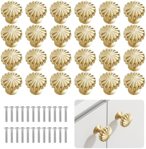 24-Piece Gold Cabinet Knobs Set for Drawers Cabinets