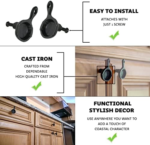 Zeckos Set of 6 Black Mini Cast Iron Drawer Pulls
