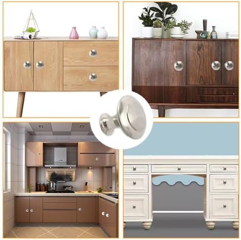 24Pcs Stainless Steel Round Cabinet Knobs with Screws for Cupboard Dresser Wardrobe