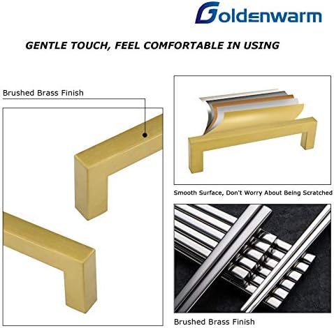 GoldenWarm Square Drawer PullsBrushed BrassStainless SteelModern Design