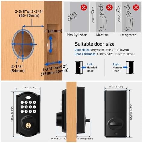 Keyless Entry Door Lock with Keypad Smart Deadbolt Security Easy Install