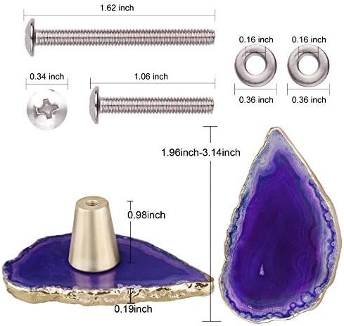 Rockcloud 4 Pack Agate Slice Drawer Knobs with Gold Edge