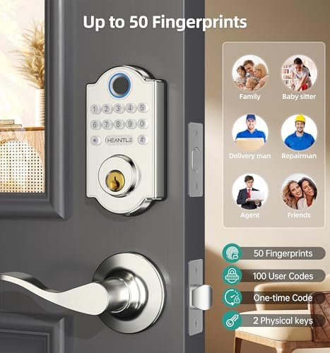 HEANTLE Smart Door Lock with Alexa Fingerprint