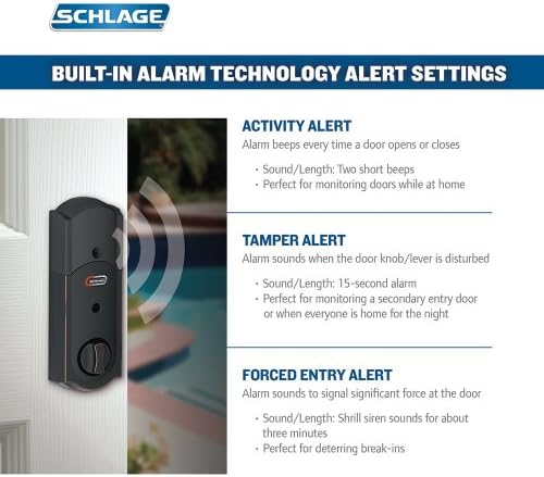 SCHLAGE Connect Camelot Touchscreen Deadbolt Smart Lock with Alarm Aged Bronze